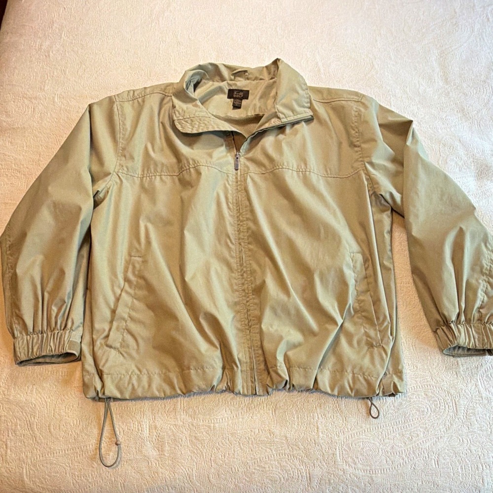 Tasso Elba Golf Men's Windbreaker Jacket Full Zip Beige L Polyester